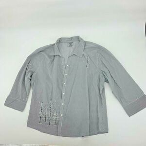 Isaac’s Designs Striped Button Front Embroidered Christmas Tree Top Size 1XL